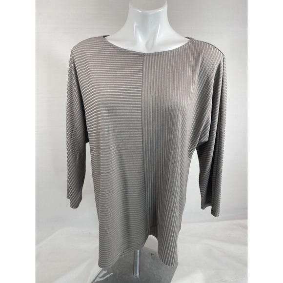 Chico's Sweaters - Chicos Womens Textured Stripe Top Size‎ 2 Scoop Neck